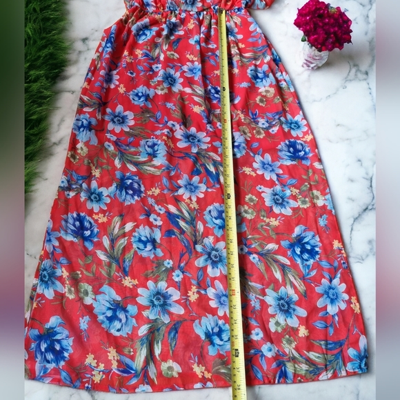 Emma & Michelle Floral Ruffled Cold Shoulder Maxi Dress - Picture 11 of 12